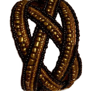 Beaded Cuff Bracelet Bronze and Black